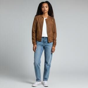 Blanc Noir BNCI Brown Faux Suede Jacket Size M Zip